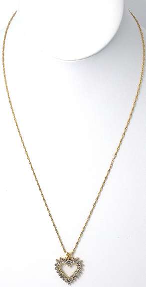 Glittering Diamond Heart Necklace in 14KT Yellow Gold