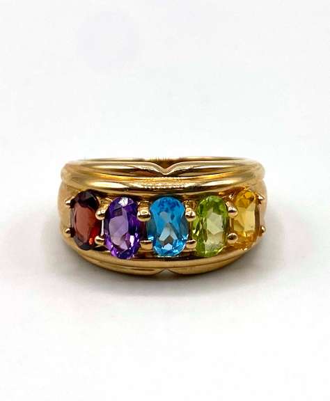 Trendy 14kt Multi-Gemstone Band