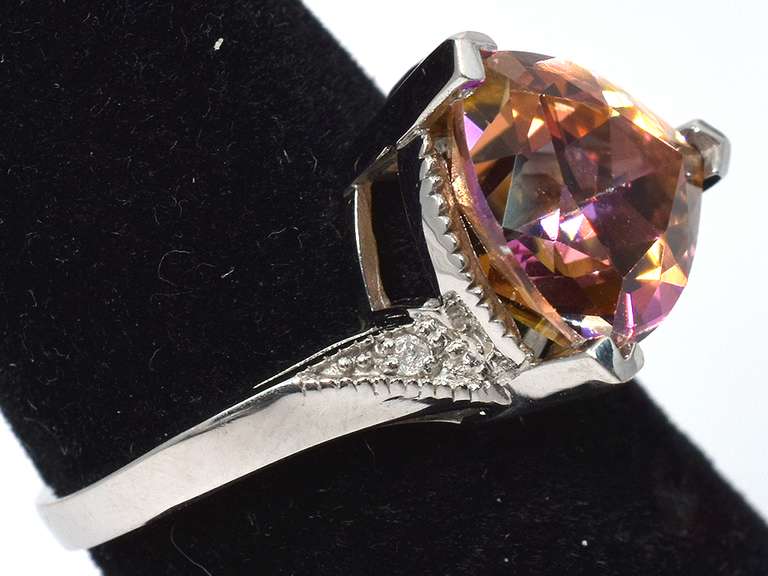Gorgeous Mystic Pink Topaz Ring in White Gold