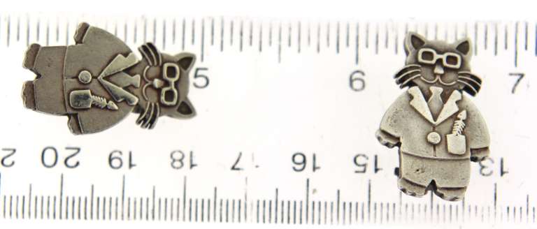 Mexico Sterling Silver Cat Clip Earrigs