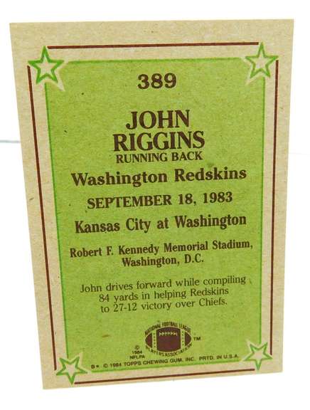 1984 John Riggins Topps Football Card
