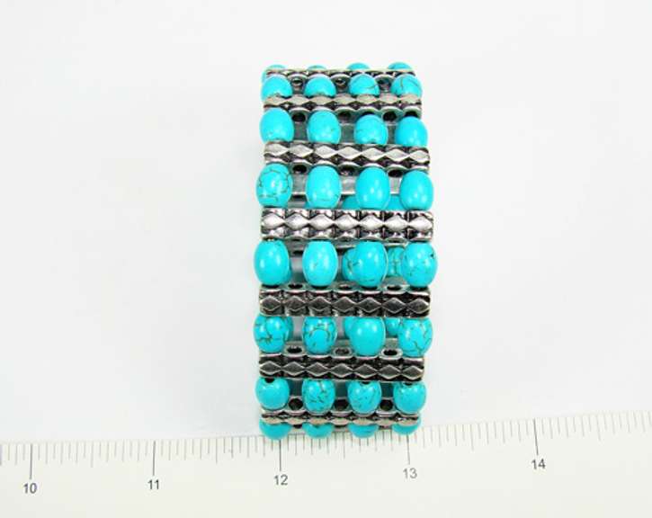 Beautiful Color Art & Craft Beaded Silver Tone Bracelet