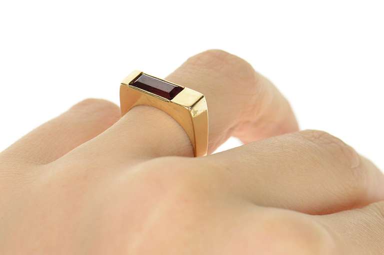 14K Yellow Gold Purple Tourmaline Squared Stacking Band Ring