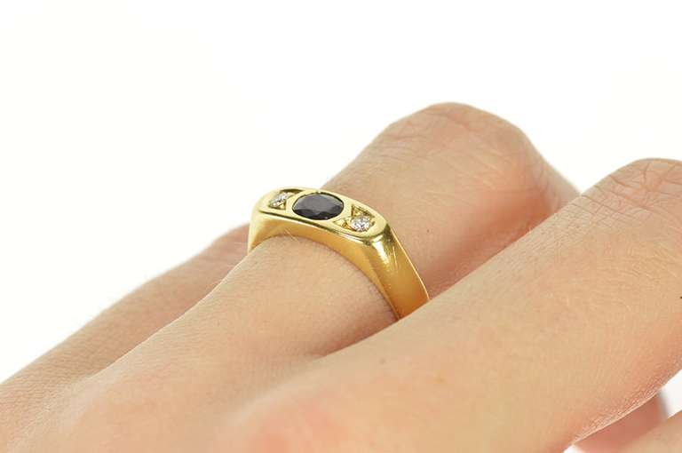 18K Yellow Gold 0.37 Ctw Natural Sapphire Diamond Accent Ring