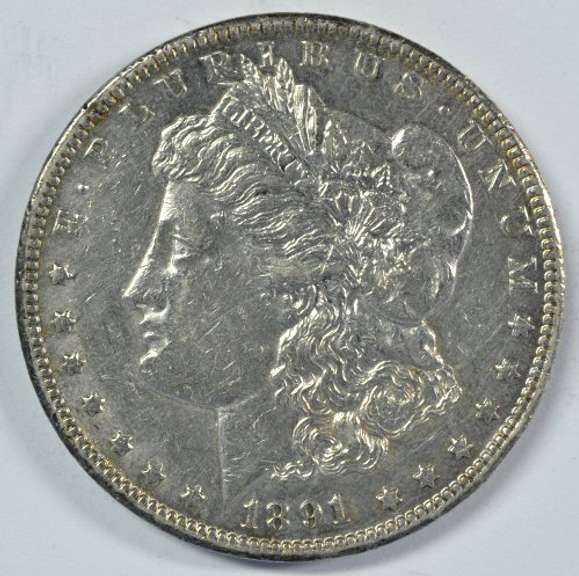 Razor-sharp 1891-CC Morgan Silver Dollar in AU