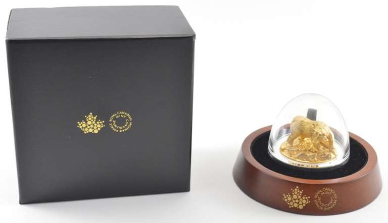 3D Coin 2017 Canada $100 Grizzly Bear 10 Oz SIlver 24K Gold Gild