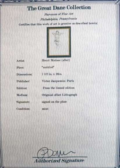 HENRI MATISSE (AFTER) UNTITLED NUDE