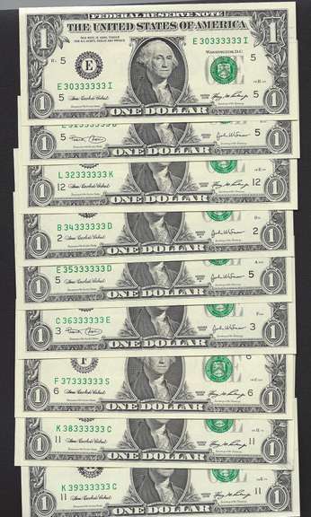 $1 progressive 30333333-39333333 Gem Uncirculated