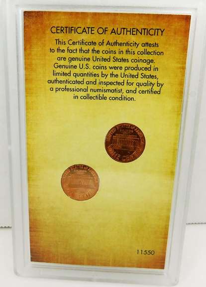 1960 Lincoln Memorial Small & Large Date Pennies w/COA