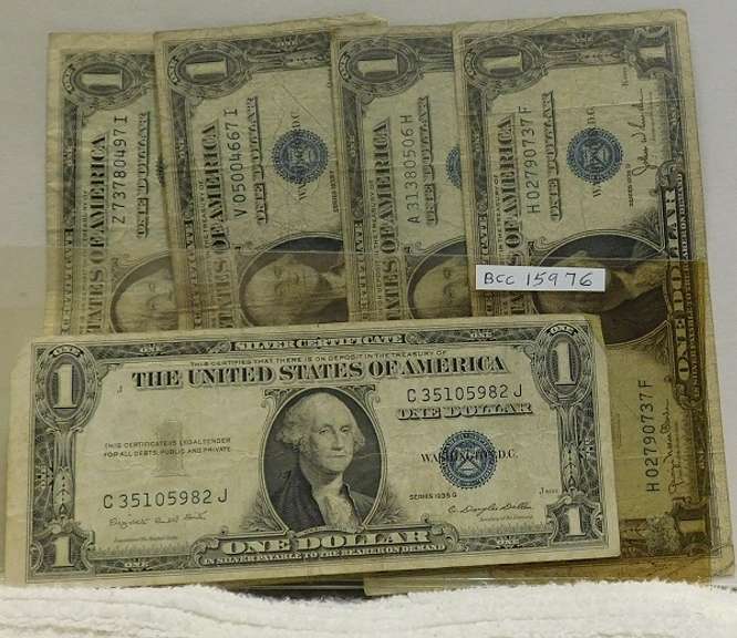 5 ea 1935-D & -E & -F & -G Sil Cert $1.00 circ