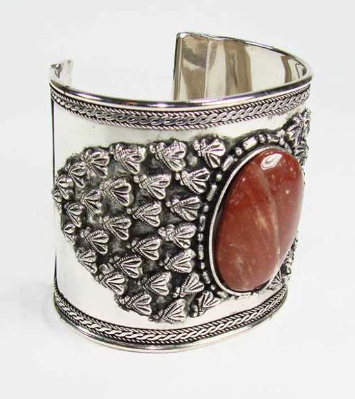 Charming Ethnic Handcrafted Silver Tone Cuff Bracelet