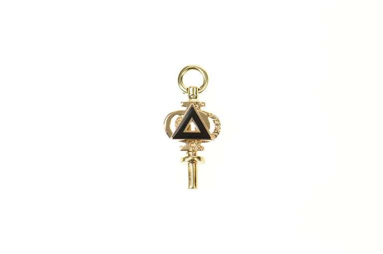 14K Yellow Gold Delta Phi Fraternity Retro Ornate Charm/Pendant