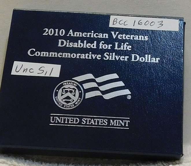 2010 Unc Silver Veterans Disabled Life Dol