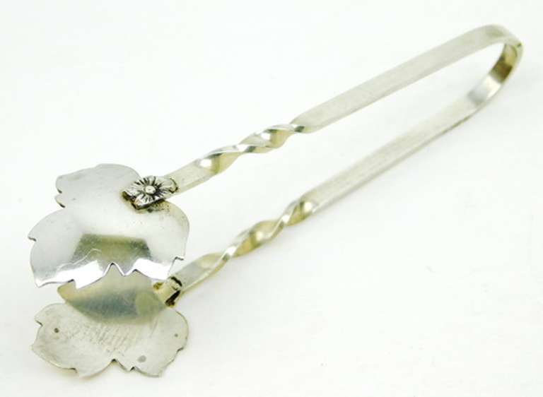Vintage Sterling Silver Maple Leaf Sugar Tongs