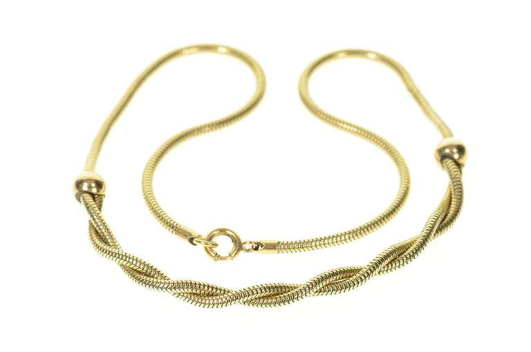 Gold Filled Retro Ornate Twist Snake Chain Collar Necklace