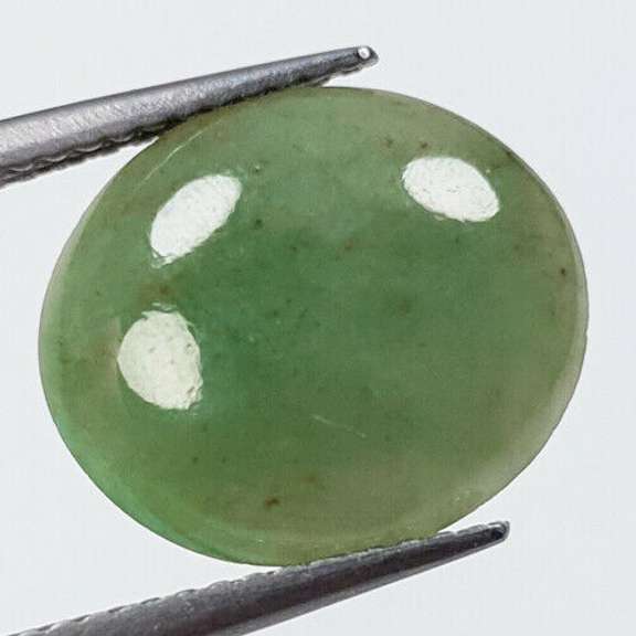 High luster 6.75ct mossy green Jadite Jade cabochon