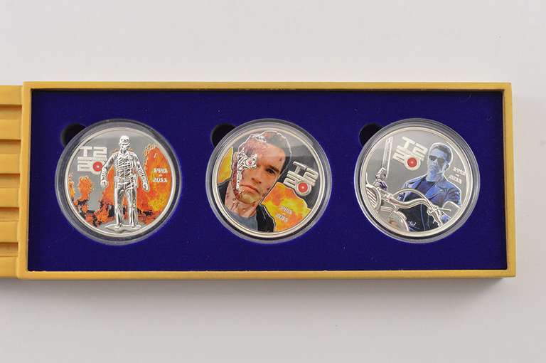 2011 Cook Islands $5 Terminator 25g .925 Silver 3 Coin Set Box & COA