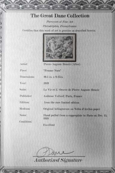 PIERRE-AUGUSTE RENOIR (AFTER) FEMME NUES 1919