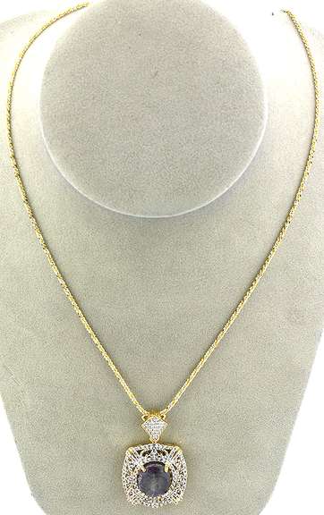 Sparkling Massive 16.53CTS Star Ruby & Topaz Necklace in Vermeil