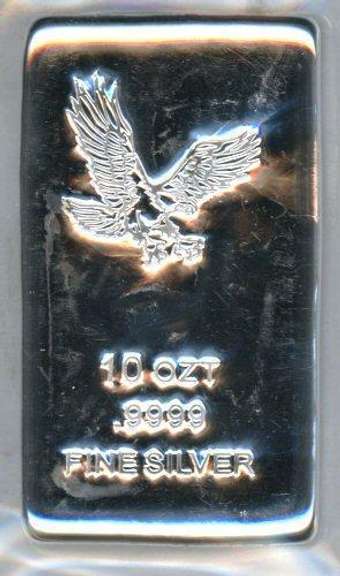 Poured 10 Troy OZ pure .9999 fine silver bar in plastic