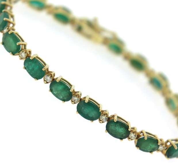 Emerald and Diamond Line Bracelet