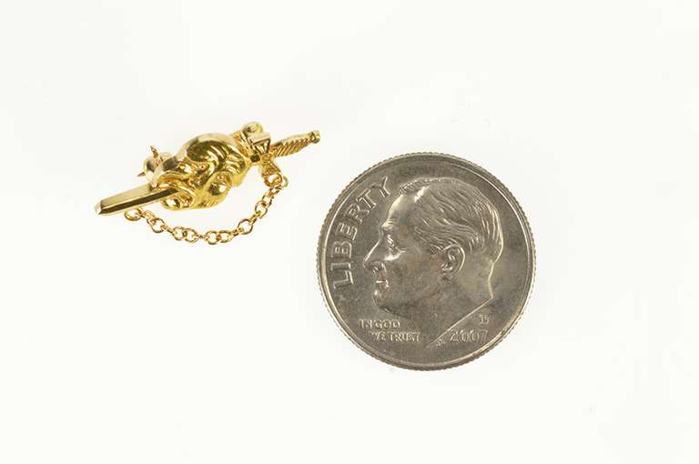 14K Yellow Gold Suicide King Sword Through Head Symbol Pin/Brooch