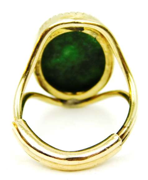 Vintage Large Gold-Filled Jade Ring, Size 5