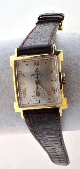 Rare Vintage Normandie 14 KT Gold  watch with a Leather Strap