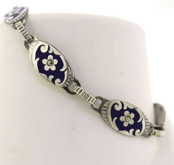 Sterling Silver Blue Enamel Bracelet