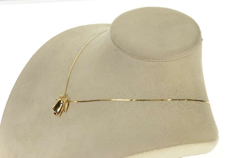 14K Yellow Gold 1950's Retro Wedding Bell Citrine Charm/Pendant