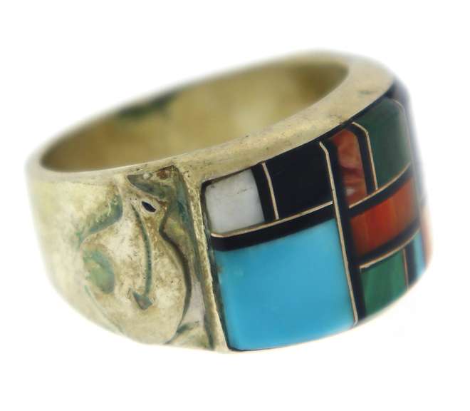 Sterling Silver Enamel Mosaic Ring