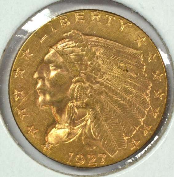 Choice BU 1927 US $2.50 Liberty Gold Piece