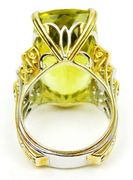 Michael Valitutti Huge Lemon Quartz Sterling Ring, Size 9