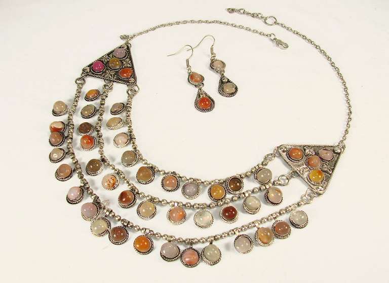 Very Charming Ethnic Multi Gemstone Necklace Set