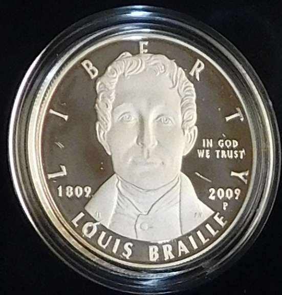 2009 PROOF Silver Braille Sil Dollar.