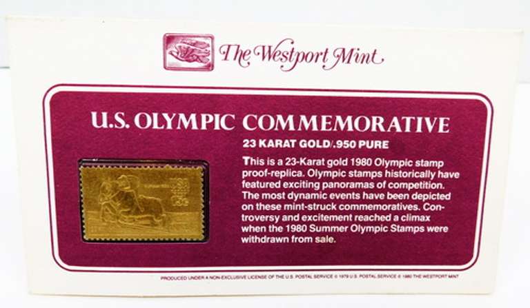 US Olympic Commemorative 1980 23KT Gold Stamp Proof