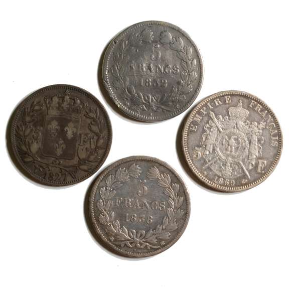 4 French Silver  5 Francs Pre 1870
