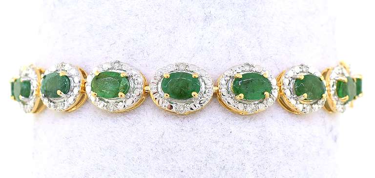 Gorgeous Emerald & Diamond Bracelet in Vermeil