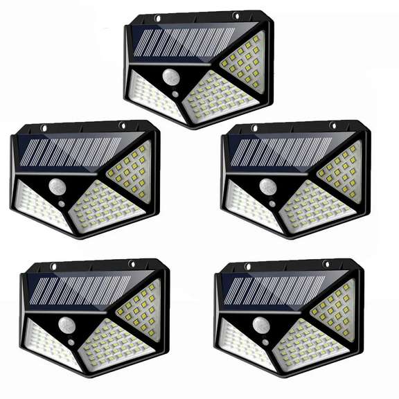 5pcs 100 LED Solar Powered PIR Motion Sensor Wall Light