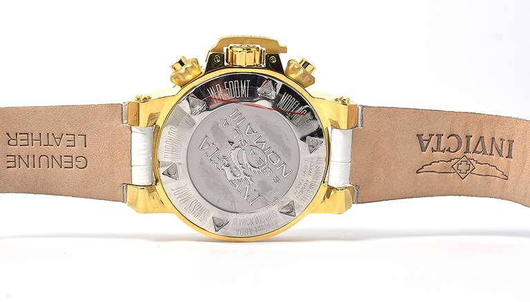 Invicta  Quartz Watch With White Leather Strap