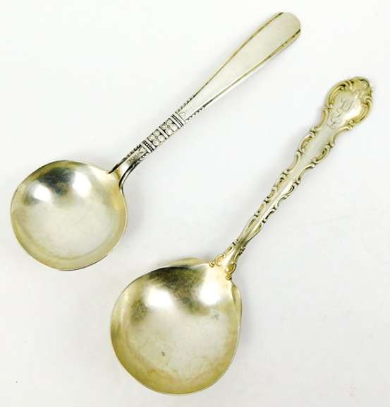 2 Antique Sterling Silver Cream Ladles