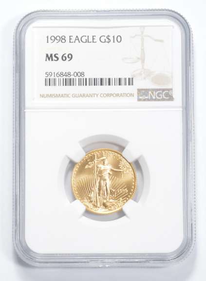 MS69 1998 $10.00 American Gold Eagle 1/4 Oz .999 Fine Gold - NGC