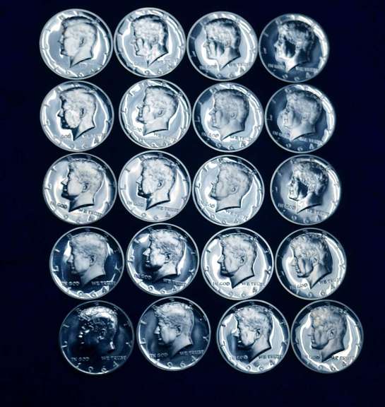 Roll of 20 Proof 1964 Kennedy Half Dollars