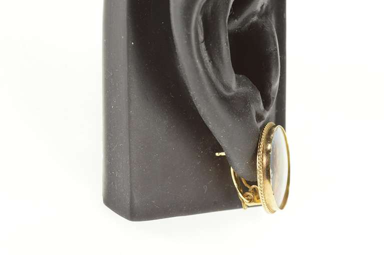 14K Yellow Gold Victorian Ornate Painted Lady Statement Earrings