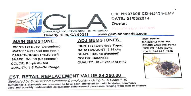 Sparkling Massive 16.53CTS Star Ruby & Topaz Necklace in Vermeil