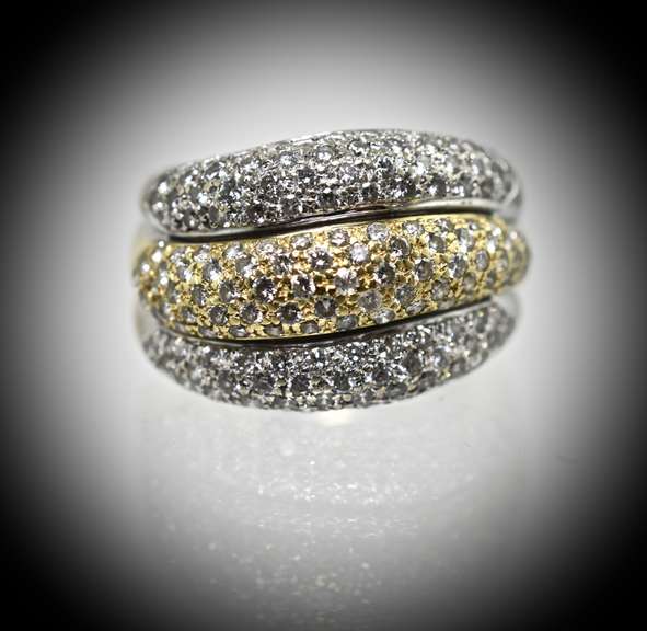 Shimmering 18K Two-Tone Diamond Dome Ring