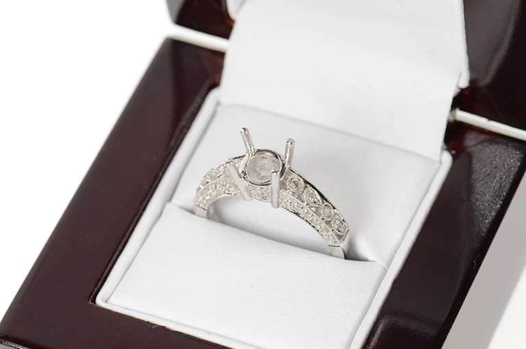 18K White Gold 6.75mm 0.28 Ctw Engagement Setting Semi Mount Ring
