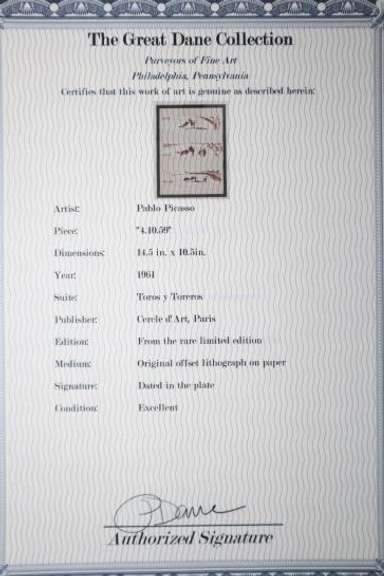 PABLO PICASSO 4.10.59 1961  PICASSO 4.10.59