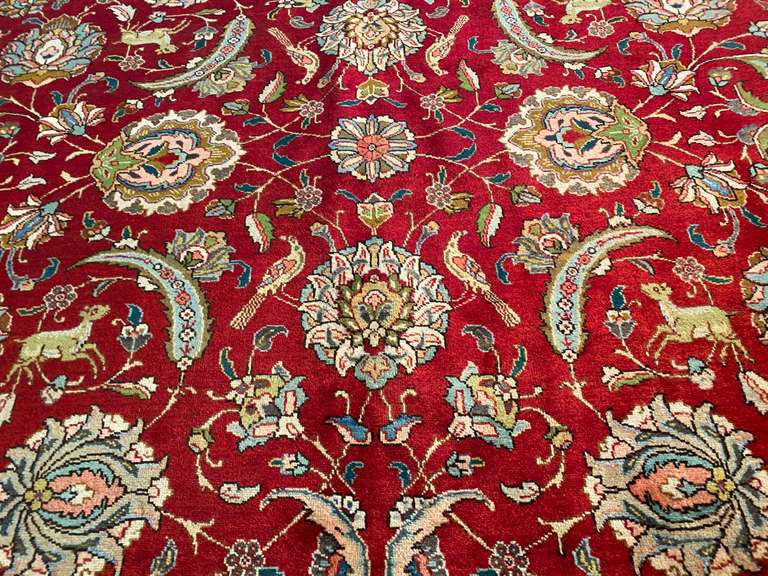 STUNNING HUNTING DESIGN TABRIZ RUG 9'.4"X13'.1"