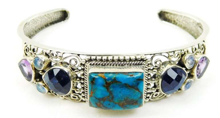 Beautiful Nicky Butler Sterling Gemstone Cuff Bracelet